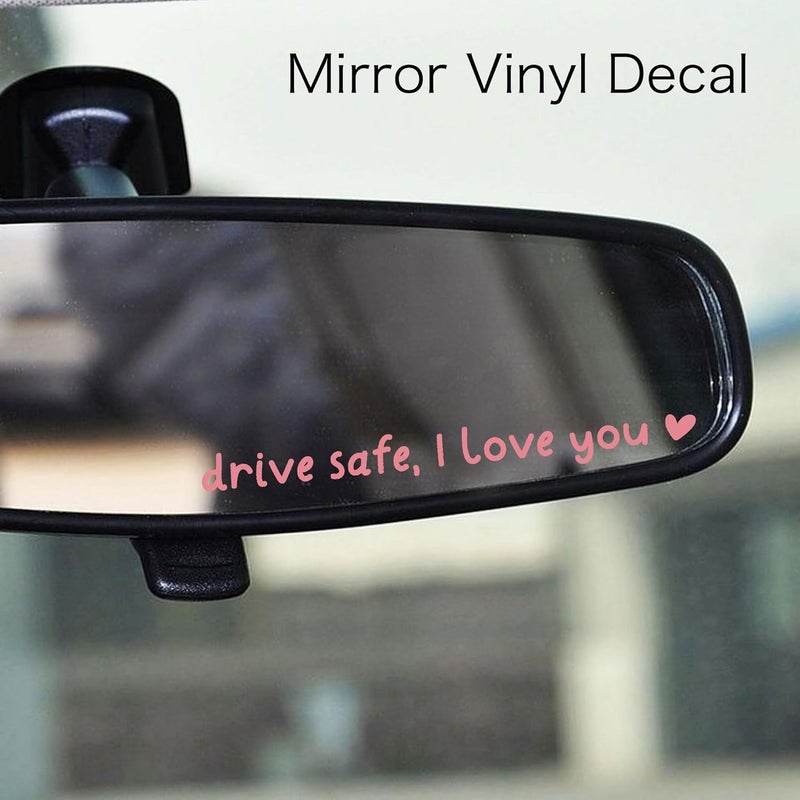 CYLDGNS 3 x Car Rear Mirror Vinyl Decal Stickers Water Bottle Decor Cute Laptop Sticker Aesthetic Tumbler Positive Affirmation Decal Car Rearview for Women Gift for Her (Pink, Drive Safe I Love You) - Image 3